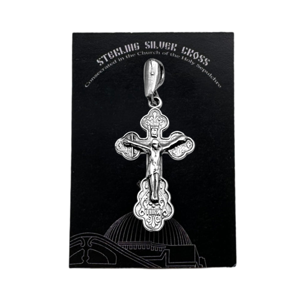 Sterling Silver 925/Gold Plated Orthodox Cross Necklace from Jerusalem Christ Jewelry 2cm/1"