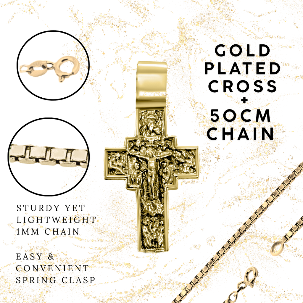 Large Sterling Silver Double-sided Orthodox Crucifix Cross Necklace 1.5"/4cm