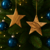 Image of 2 Star Olive Wood Hand Made Christmas Gift from Bethlehem 3 x 3 "