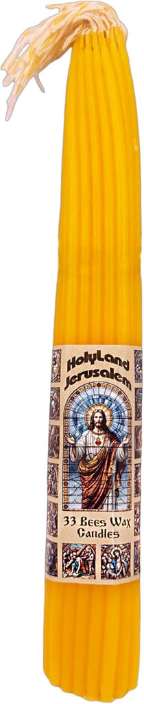 33pcs Honey Yellow Holy Church Beeswax Candles Jerusalem Jesus Christ 11"/28cm