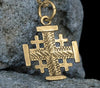 Image of Small Delicate Sterling Silver / Gold Plated Jerusalem Crusader Cross Necklace for Women & Men Pendant Gift 0.79"/2cm