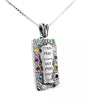 Image of Sterling Silver Kabbalah Priestly Blessing Birkat Kohanim Scroll w/ Hoshen Gemstones 12 Tribes of Israel Necklace Pendant 1.14" (2.8cm)