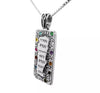 Image of Sterling Silver Kabbalah Priestly Blessing Birkat Kohanim Scroll w/ Hoshen Gemstones 12 Tribes of Israel Necklace Pendant 1.14" (2.8cm)