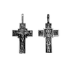 Image of Large Sterling Silver Double-sided Orthodox Crucifix Cross w/ Jesus Christ Saints Pendant Necklace, Christian Jewelry for Men 1.4"/3.5cm
