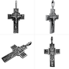 Image of Large Sterling Silver Double-sided Orthodox Crucifix Cross w/ Jesus Christ Saints Pendant Necklace, Christian Jewelry for Men 1.4"/3.5cm