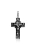Image of Large Sterling Silver Double-sided Orthodox Crucifix Cross w/ Jesus Christ Saints Pendant Necklace, Christian Jewelry for Men 1.4"/3.5cm