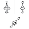 Image of Pendant Openwork Sterling Silver Trefoil Orthodox Cross Necklace 2.5 cm/1"