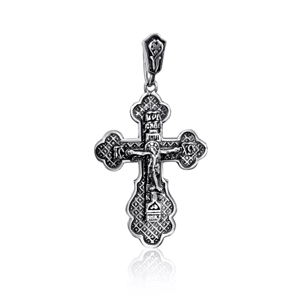 Big Sterling Silver Crucifix Cross Christian  Pendant Necklace - for Women and Men - 0.7"/1.8cm - Consecrated in Church of Holy Sepulchre, Jerusalem