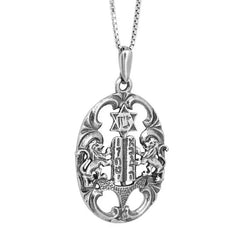 Sterling Silver Lion Of Judah & 10 Ten Commandments Necklace Pendant - 1.6