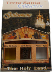 Christian Gethsemane Themed Christian Gift Set w/ 3 Bottles - Olive Oil, Holy Water & Holy Soil 10ml/ 0.3 oz