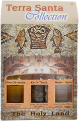 Tabgha Themed Christian Gift Set w/ 3 Bottles - Olive Oil, Holy Water & Holy Soil 10ml/ 0.3 oz