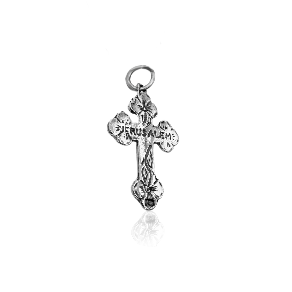 Sterling Silver 925/Gold Plated Orthodox Сrucifix Cross Necklace from Jerusalem 1"/2.5cm