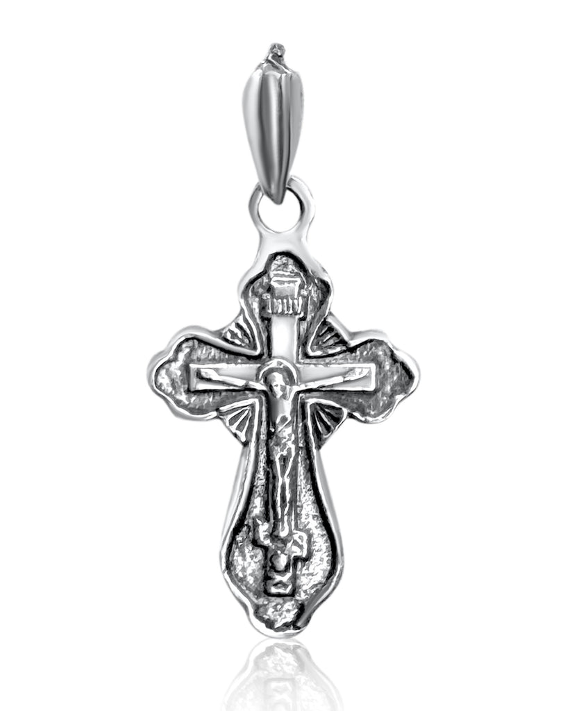 Sterling Silver Orthodox Cross Crucifix Necklace for Women & Men 3cm/1.25"