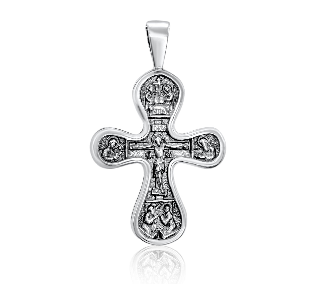 Double Sided Sterling Silver Gold-plated Cross Pendant Necklace, Consecrated in the Church of Holy Sepulchre 3cm/1,1"