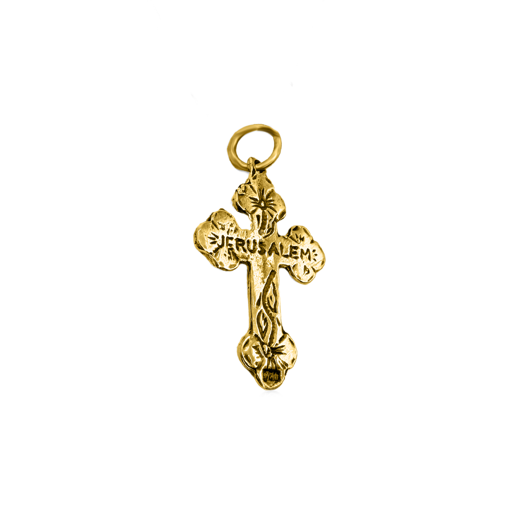 Sterling Silver 925/Gold Plated Orthodox Сrucifix Cross Necklace from Jerusalem 1"/2.5cm