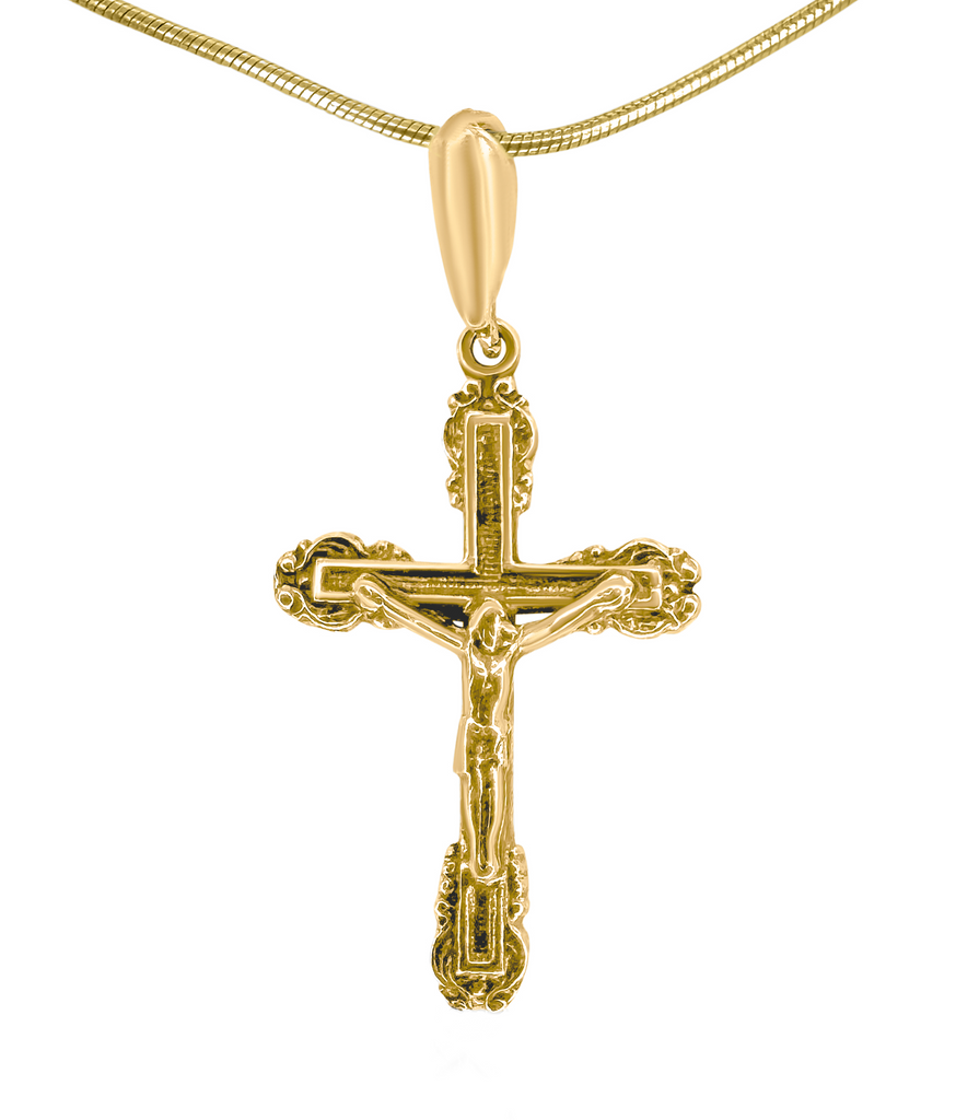 Delicate Sterling Silver/Gold Plated Latin Cross Crucifix Necklace for Women & Men 3cm/1.25"