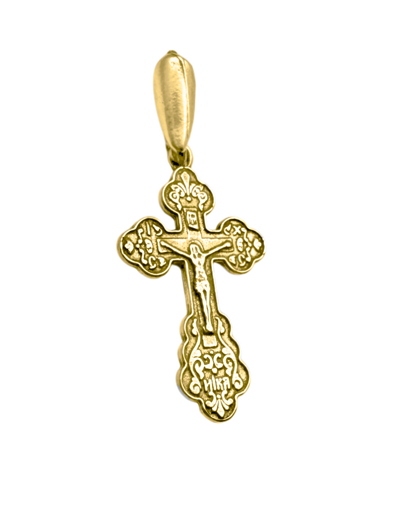 Small Gold-Plated Sterling Silver Orthodox Cross Crucifix Necklace  for Kids & Babies 2cm/0.7"