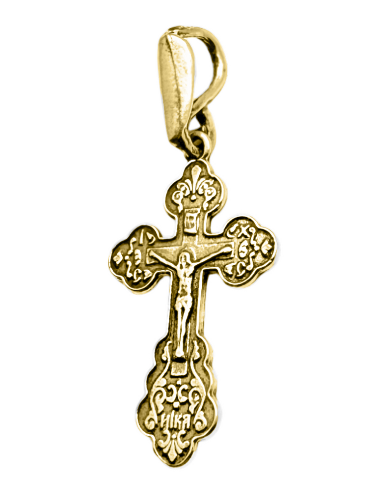 Small Gold-Plated Sterling Silver Orthodox Cross Crucifix Necklace  for Kids & Babies 2cm/0.7"
