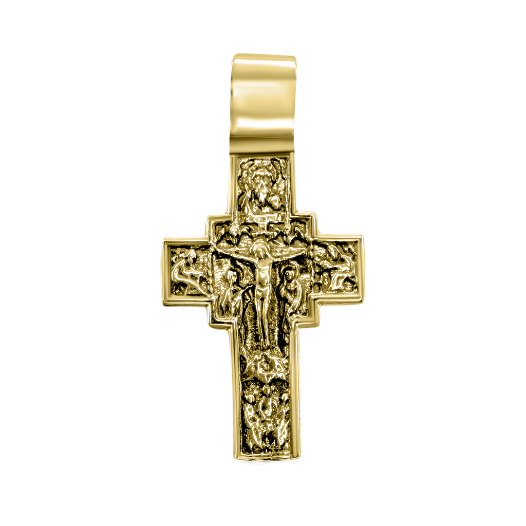 Large Sterling Silver Double-sided Orthodox Crucifix Cross Necklace 1.5"/4cm