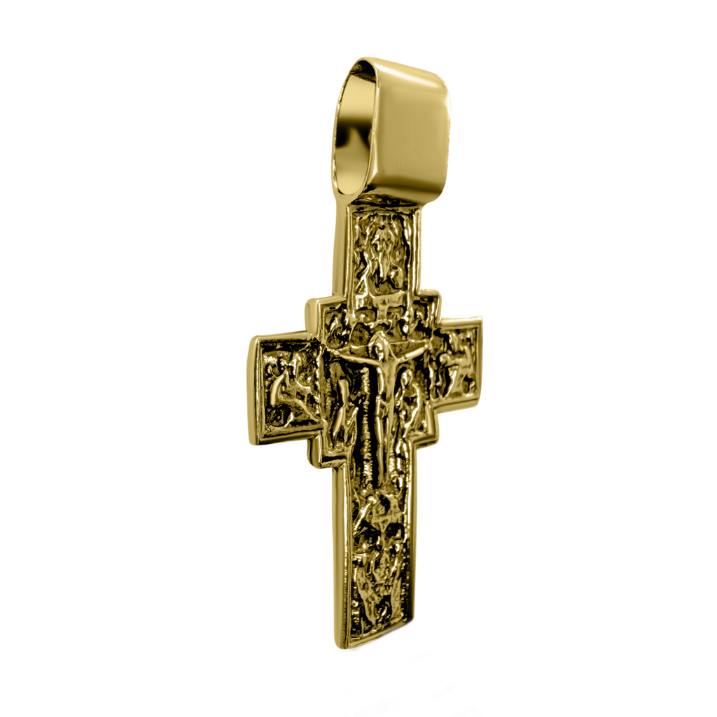 Large Sterling Silver Double-sided Orthodox Crucifix Cross Necklace 1.5"/4cm