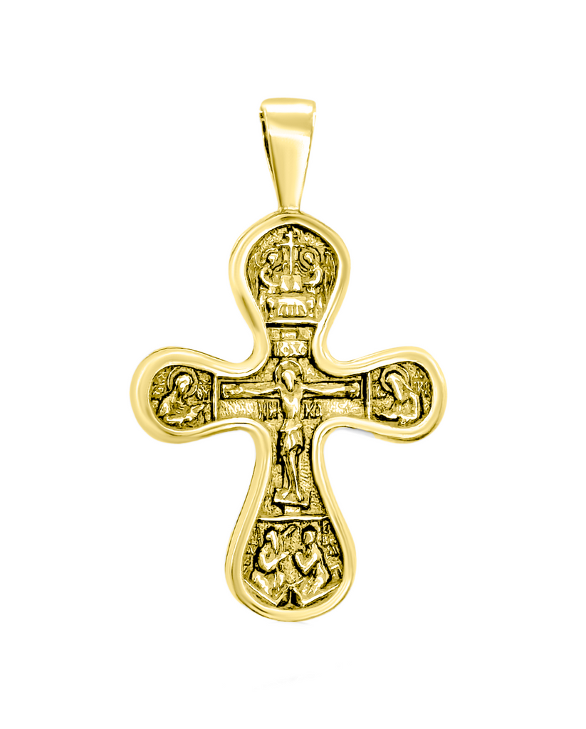 Double Sided Sterling Silver Gold-plated Cross Pendant Necklace, Consecrated in the Church of Holy Sepulchre 3cm/1,1"
