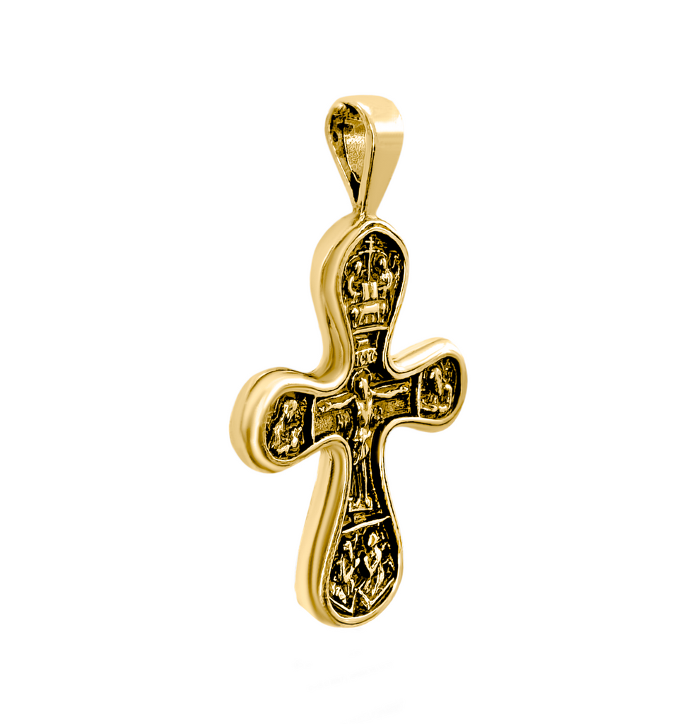 Double Sided Sterling Silver Gold-plated Cross Pendant Necklace, Consecrated in the Church of Holy Sepulchre 3cm/1,1"