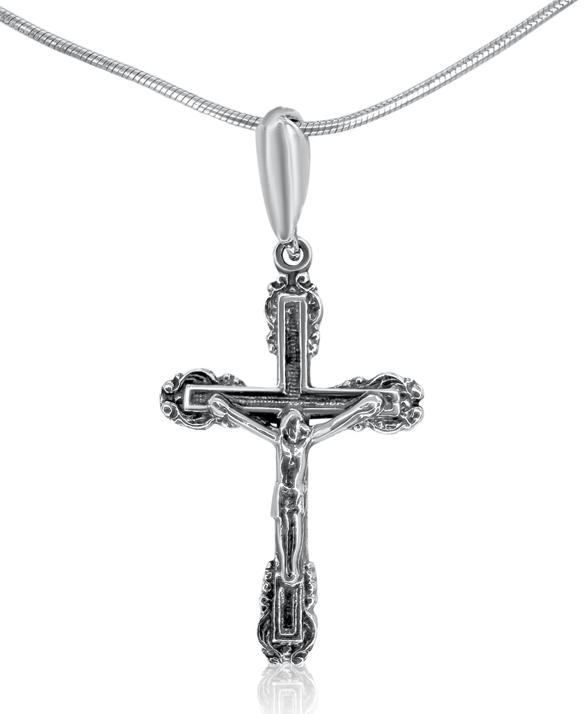 Delicate Sterling Silver/Gold Plated Latin Cross Crucifix Necklace for Women & Men 3cm/1.25"