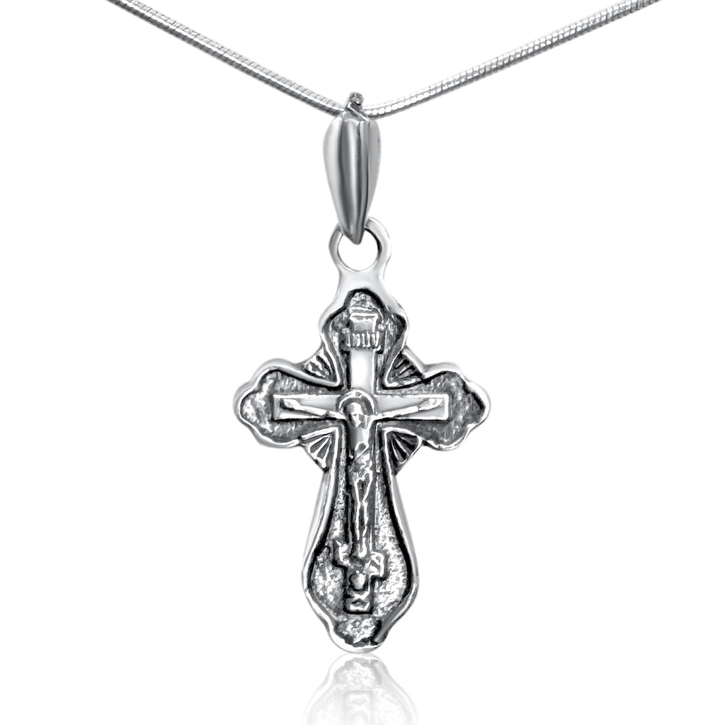 Sterling Silver Orthodox Cross Crucifix Necklace for Women & Men 3cm/1.25"