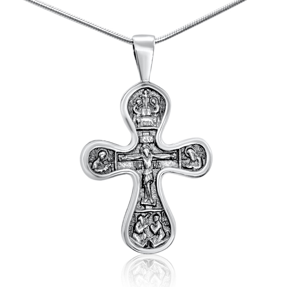 Double Sided Sterling Silver Gold-plated Cross Pendant Necklace, Consecrated in the Church of Holy Sepulchre 3cm/1,1"
