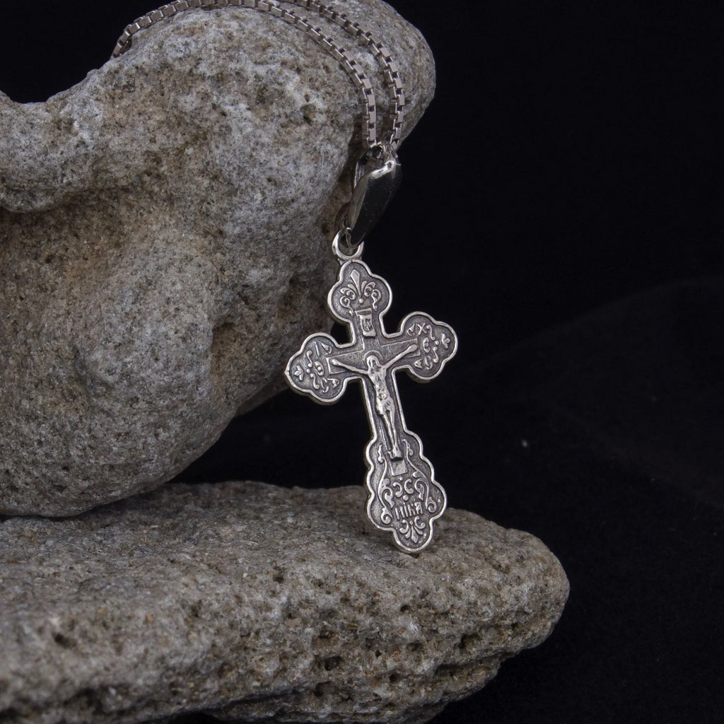 Small Gold-Plated Sterling Silver Orthodox Cross Crucifix Necklace  for Kids & Babies 2cm/0.7"