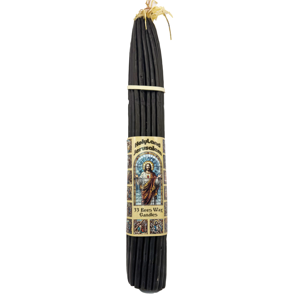 33 PCS Black Beeswax Smoke-Less Church Candles for Religious Ceremonies & Devotional Prayer 11"/28cm