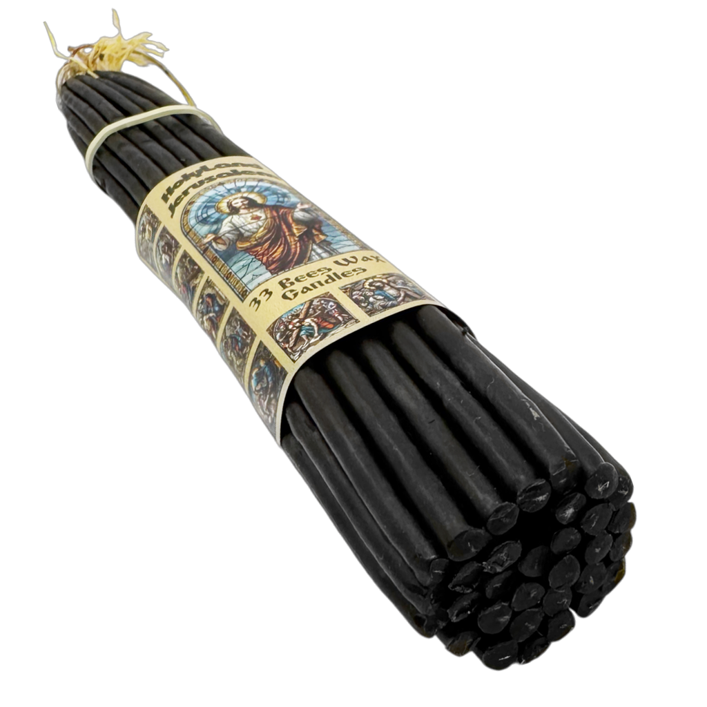 33 PCS Black Beeswax Smoke-Less Church Candles for Religious Ceremonies & Devotional Prayer 11"/28cm