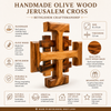 Image of Jerusalem Cross Olive Wood Bethlehem Wooden Wall Cross for Christian Decor