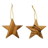 Image of 2 Star Olive Wood Hand Made Christmas Gift from Bethlehem 3 x 3 "