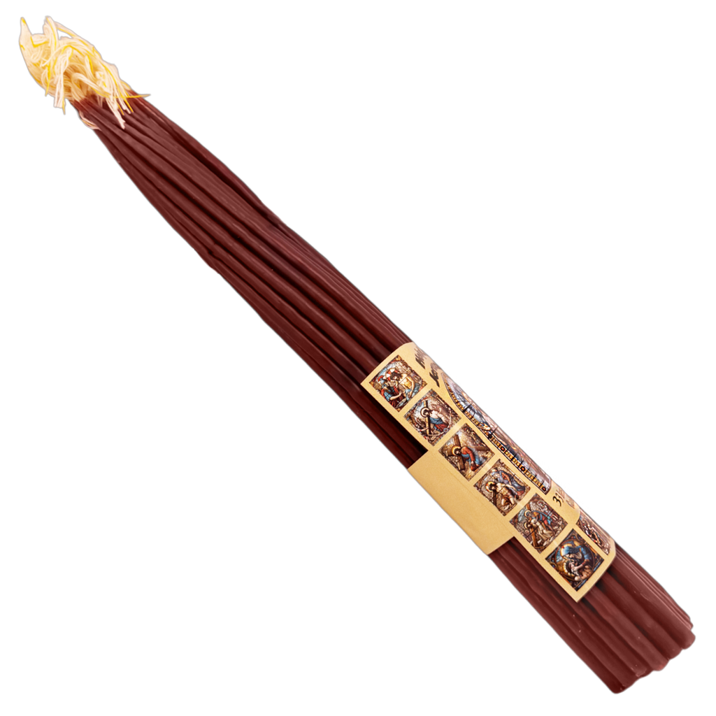 33 PCS Smoke-Less Beeswax Dark Red Prayer Candles for Church, Home Decor & Religious Ceremonies 11"/28cm