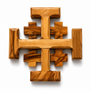 Image of Jerusalem Cross Olive Wood Bethlehem Wooden Wall Cross for Christian Decor
