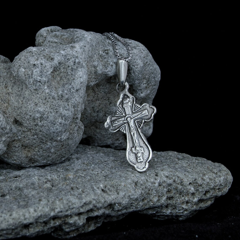 Sterling Silver Orthodox Cross Crucifix Necklace for Women & Men 3cm/1.25"