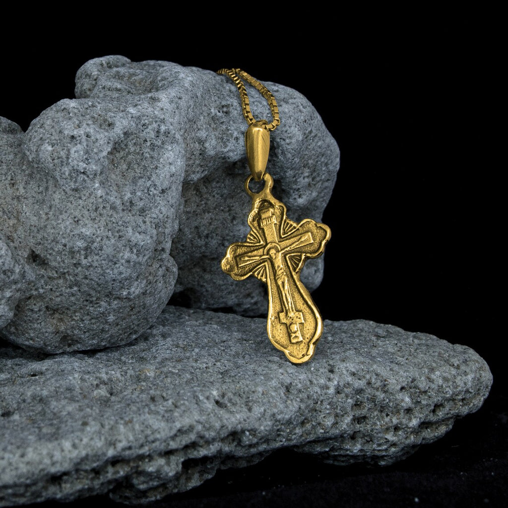 Sterling Silver Orthodox Cross Crucifix Necklace for Women & Men 3cm/1.25"
