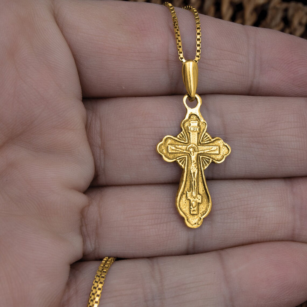 Sterling Silver Orthodox Cross Crucifix Necklace for Women & Men 3cm/1.25"