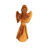 Image of Olive Wood Angel Trumpet Statue - Hand Carved Holy Land Decor