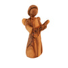 Image of Hand-Carved Olive Wood Angel Guitar Figurine – Bethlehem Spiritual Decor