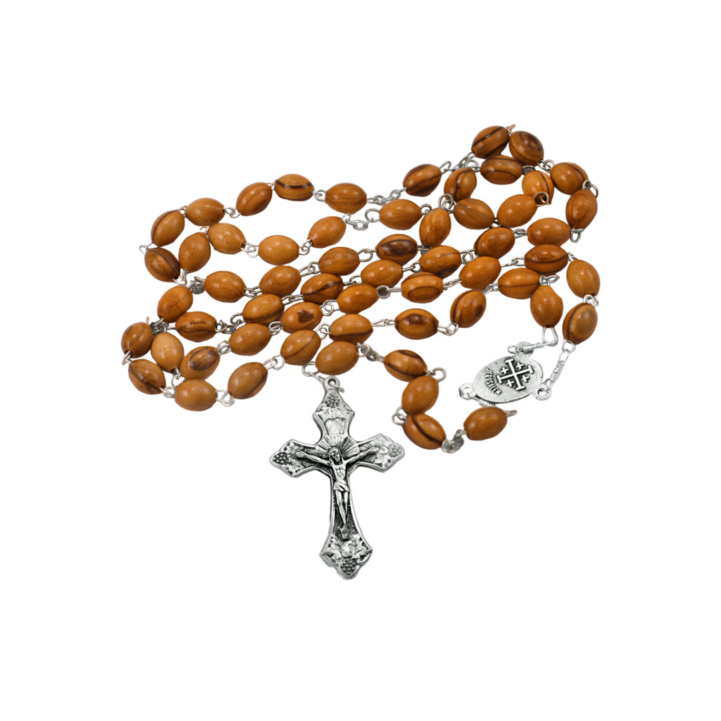 Catholic Olive Wood Holy Rosary Prayer Beads w/ Crucifix Jerusalem