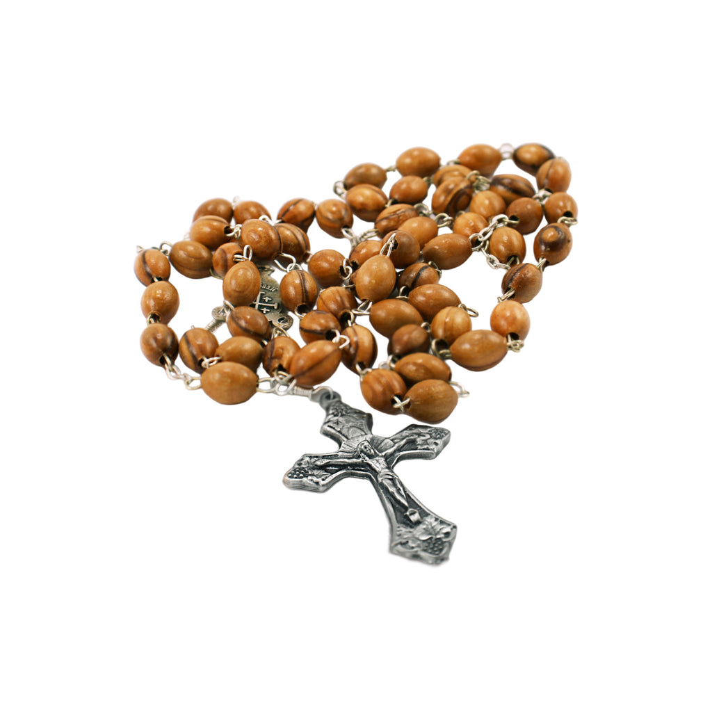 Catholic Olive Wood Holy Rosary Prayer Beads w/ Crucifix Jerusalem