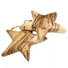 Image of 2 Star Olive Wood Hand Made Christmas Gift from Bethlehem 3 x 3 "