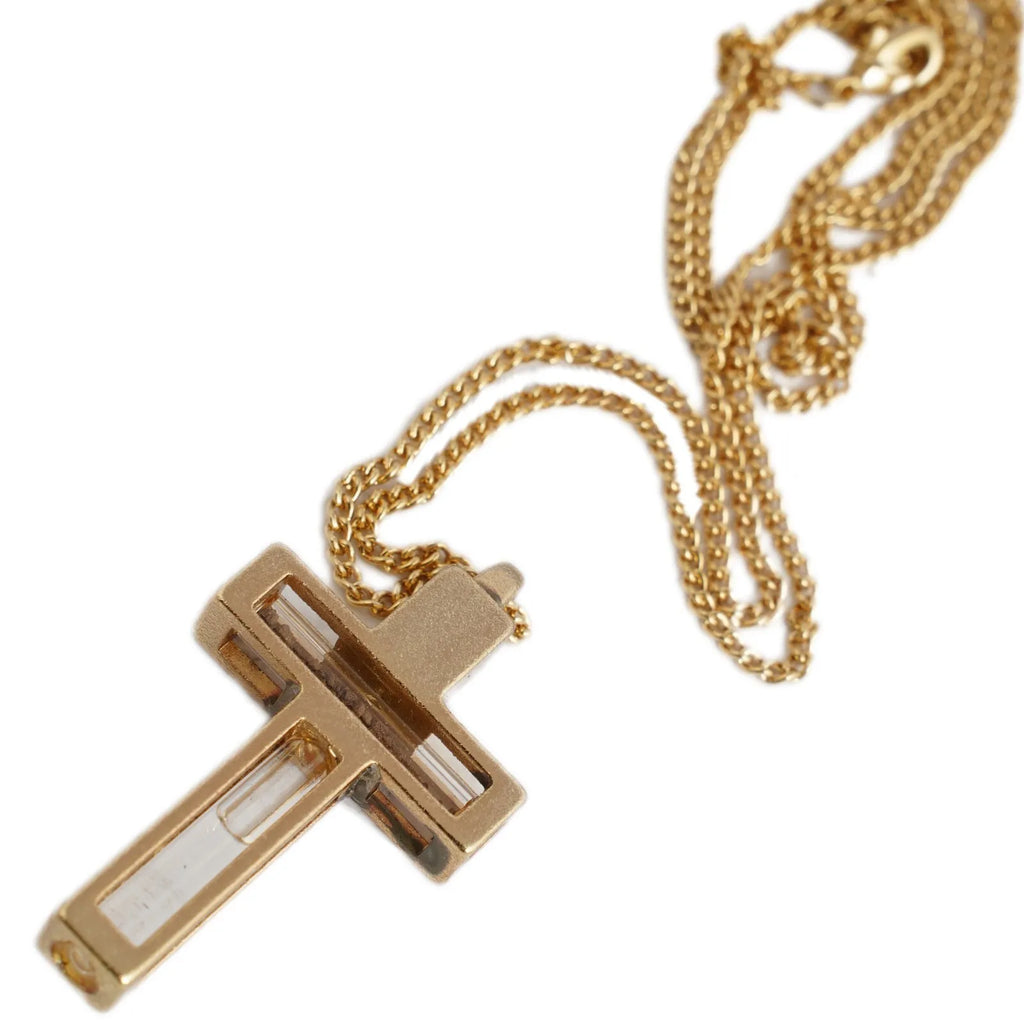 Blessed Metal Cross Pendant Necklace w/ Holy Water & Soil Jerusalem 34cm/13.5"