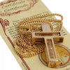 Image of Blessed Metal Cross Pendant Necklace w/ Holy Water & Soil Jerusalem 34cm/13.5"