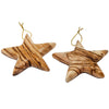 Image of 2 Star Olive Wood Hand Made Christmas Gift from Bethlehem 3 x 3 "