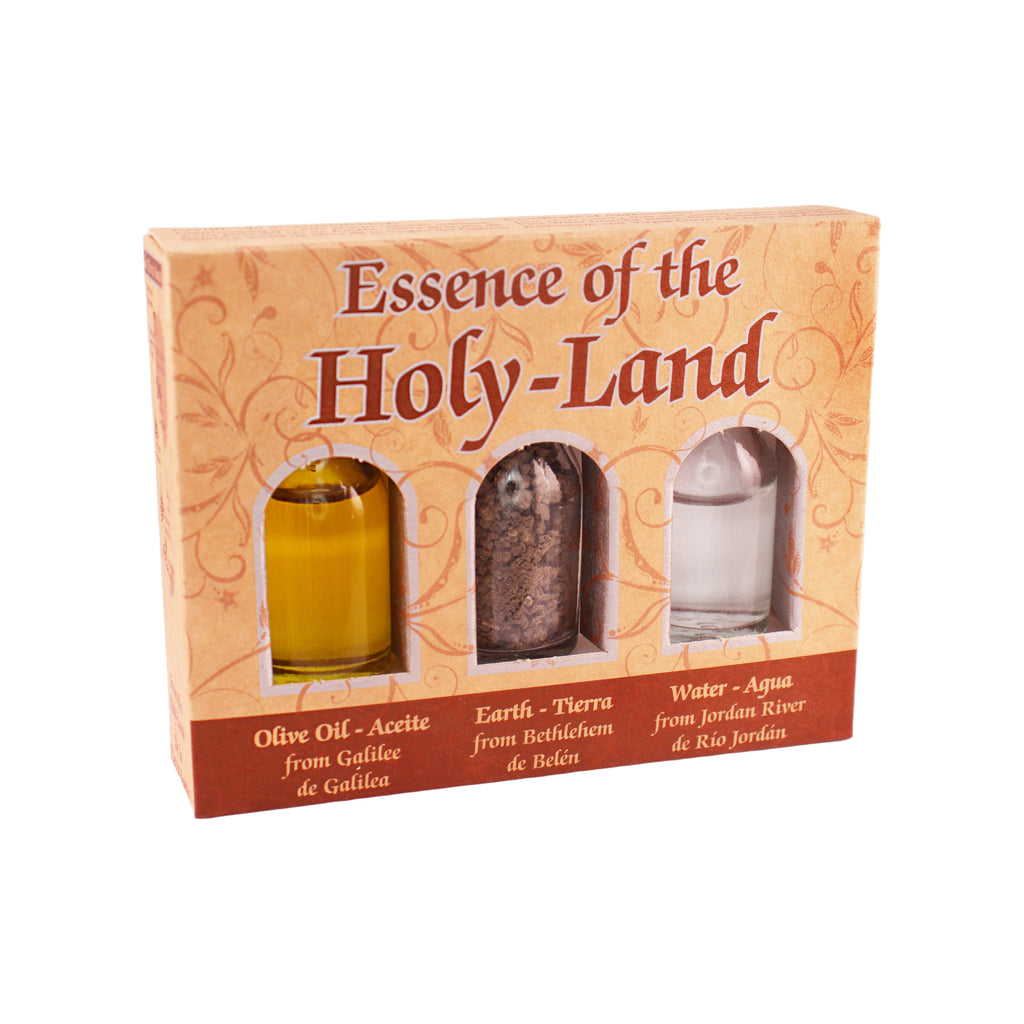 Christian Gift Set 3 Bottles Blessed Pure Olive Oil Holy Water Bethlehem Soil