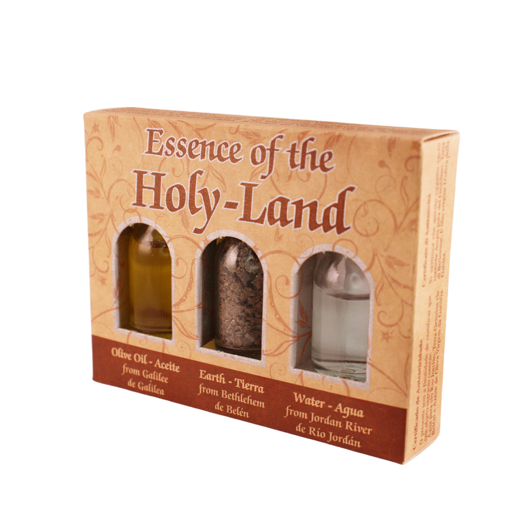 Christian Gift Set 3 Bottles Blessed Pure Olive Oil Holy Water Bethlehem Soil