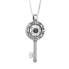 Pendant Key Kabbalah Names of the Higher Angels w/ Black Onyx Sterling Silver